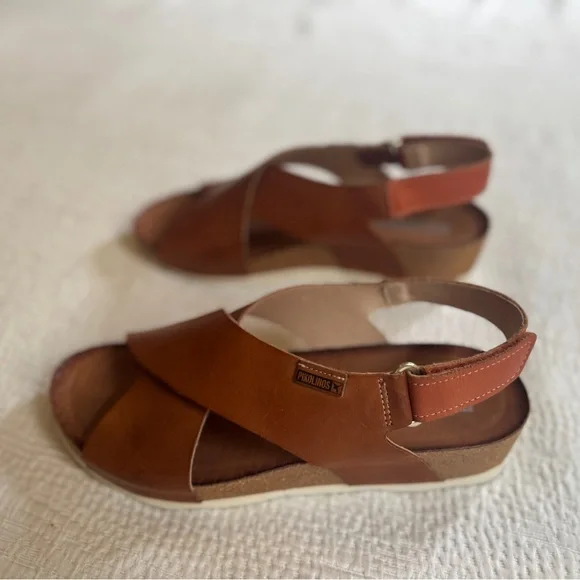 Pikolinos Mahon Wedge Sandal Womens Sz 8 EU 38 Brandy Brown Leather wedge - Picture 4 of 7